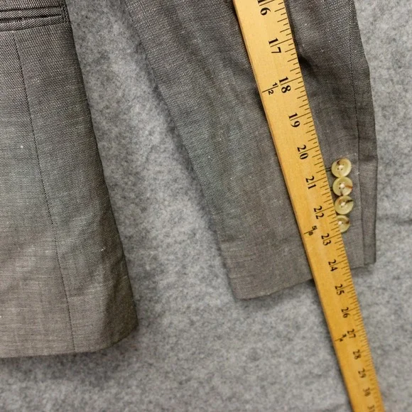 Indochino Blazer Mens 36S Gray Linen Wool Custom Jacket Peak Lapel Surgeon Cuffs